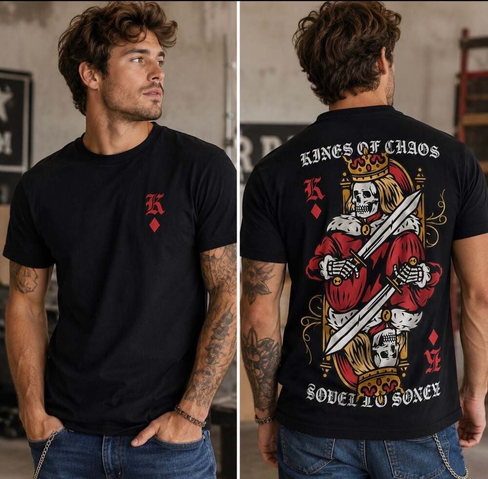 GSTR Kings of Chaos Skeleton King Graphic T-Shirt Men’s Large Black Sword Skull
